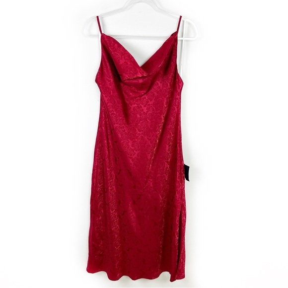 Lulus Dresses & Skirts - NWT Lulu's You're My Type Red satin jacquard midi slip dress size: XL